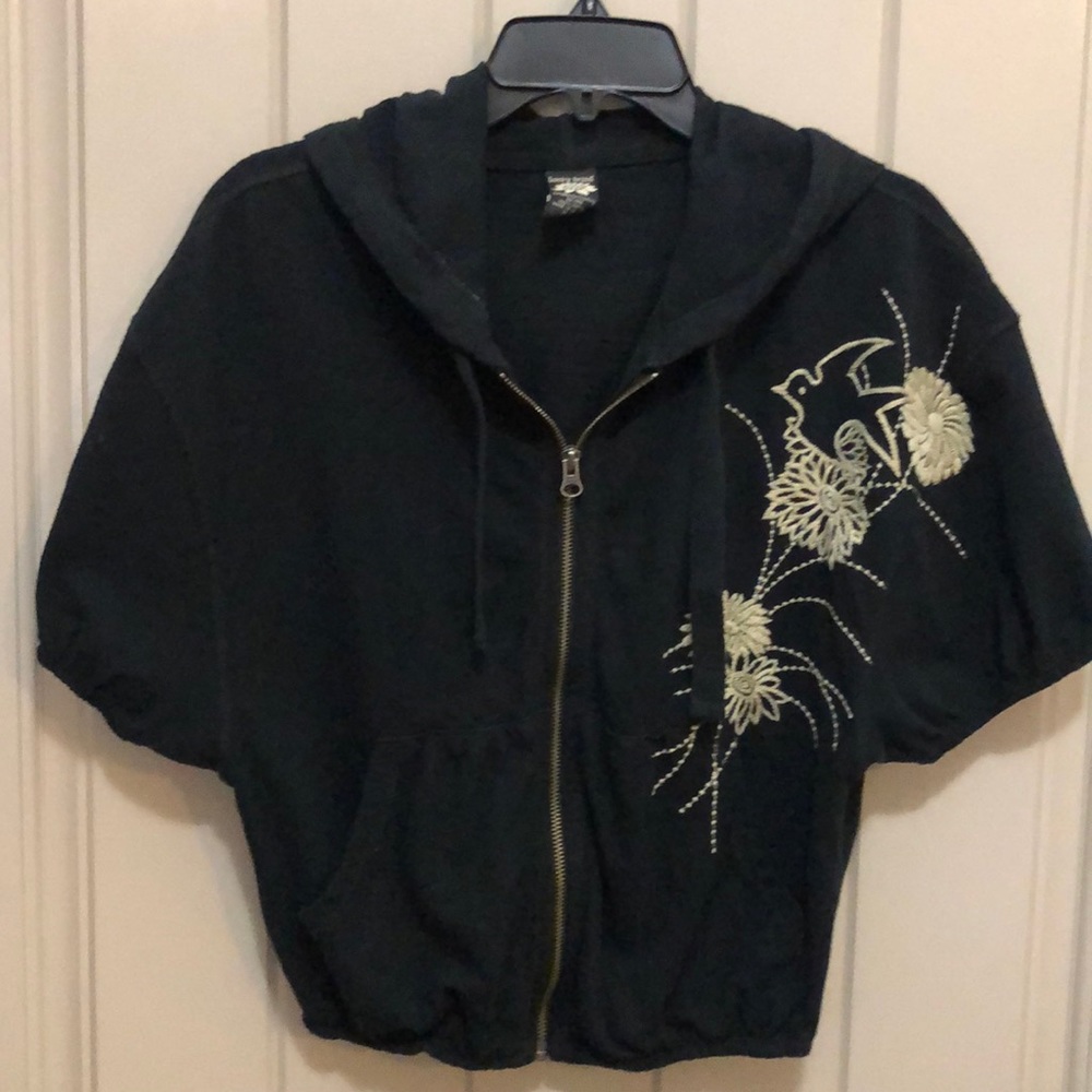 Lucky Brand Black SS Full-Zip Hoodie (SZ S)